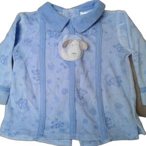 Koala Kids Boutique Baby Boy Velour Shirt Puppy Motif Baby Blue Collar Size 6-9M